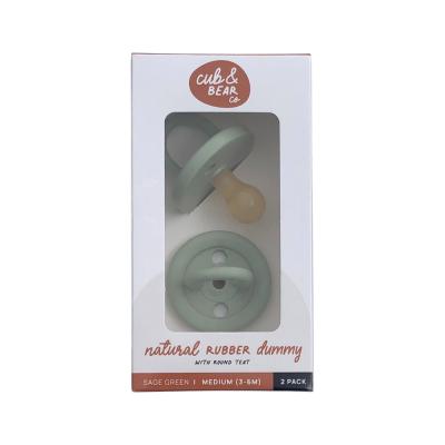Cub & Bear Co Natural Rubber Dummy Round Teat Medium (3-6 Months) Sage Green Twin Pack